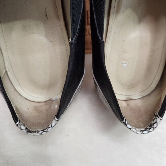 Poppy Barley The Oxford Slip-On Snakeskin Black Leather Pointed Flats Size 10.5 - Picture 8 of 12